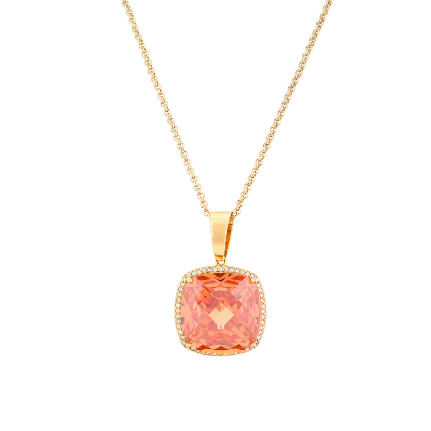 Collana semi preziose con pietra colorata rettangolare GB