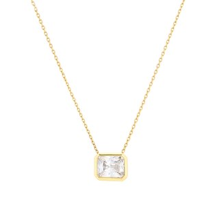 Semi precious necklace rectangular stone GB