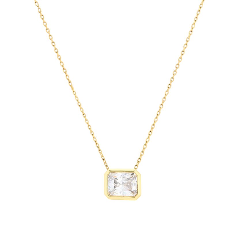 Semi precious necklace rectangular stone GB