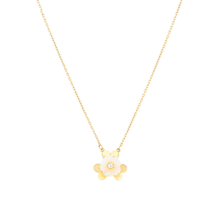Steel necklace flower motherpearl GB