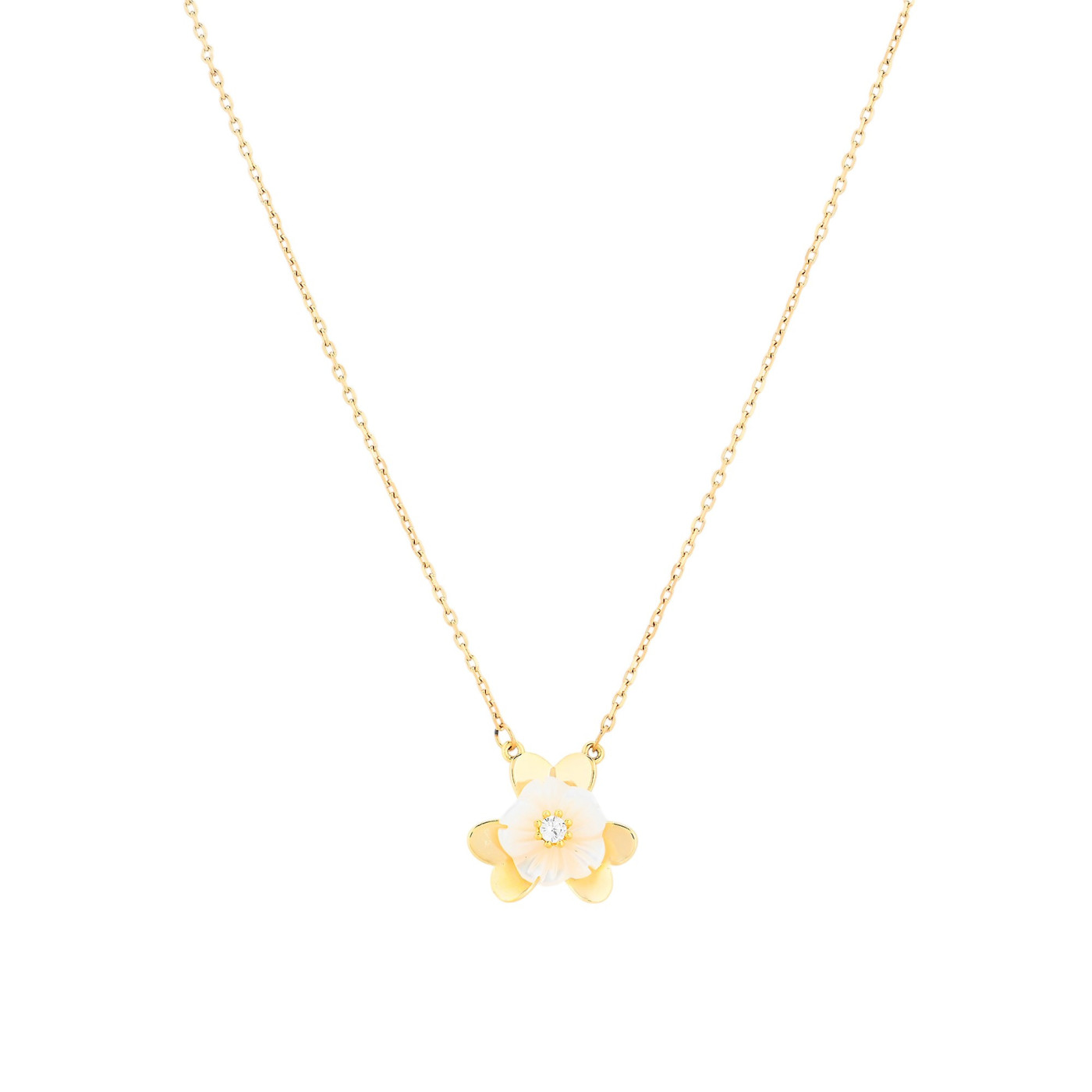 Collier en acier fleur nacre GB