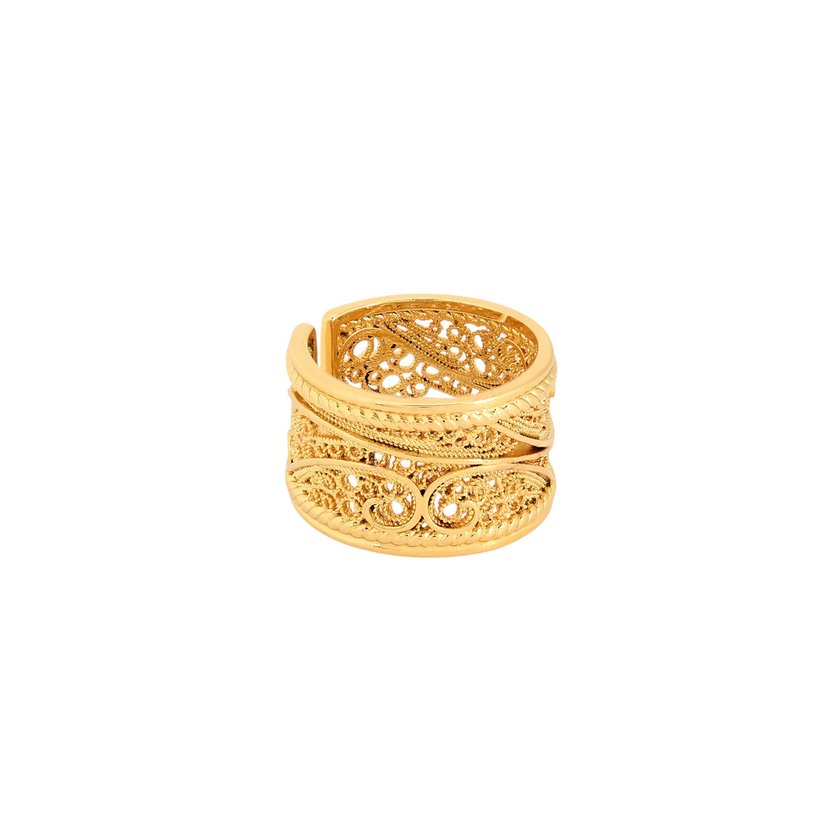 Bague réglable plaqué or coração de viana GB