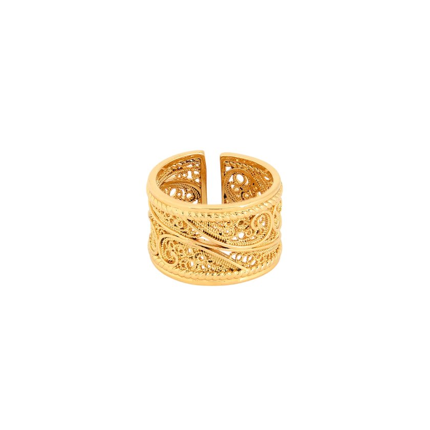 Bague réglable plaqué or coração de viana GB