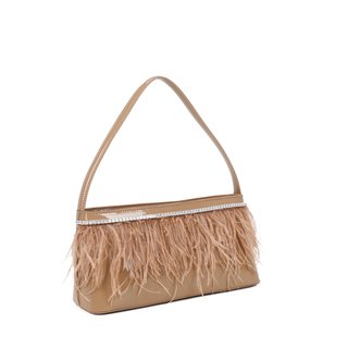 Borsa a tracolla in vernice e piume