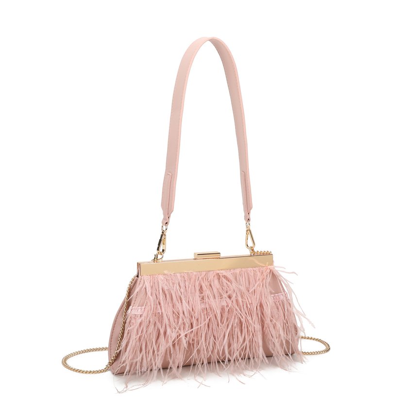 Bolso de hombro con plumas
