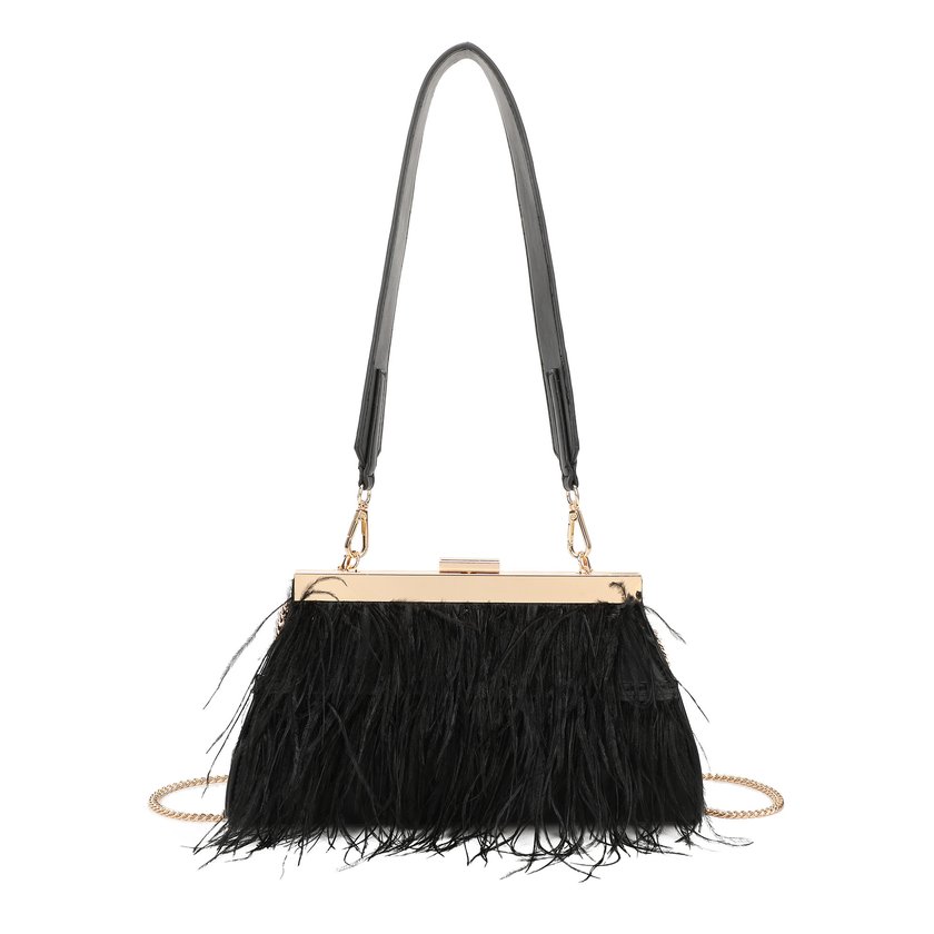 Bolso de hombro con plumas