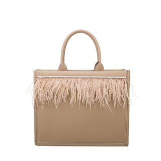 Bolso Shopper con brillos y plumas