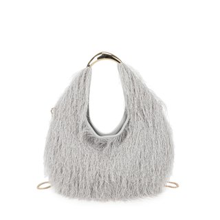 Bolso de hombro dorado con peluche