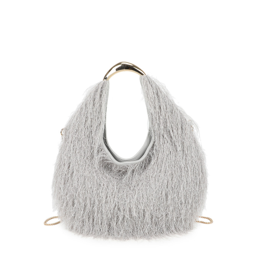 Sac à main doré avec fourrure