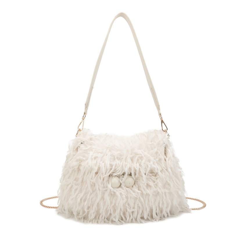 Borsa a tracolla con pelo e piume