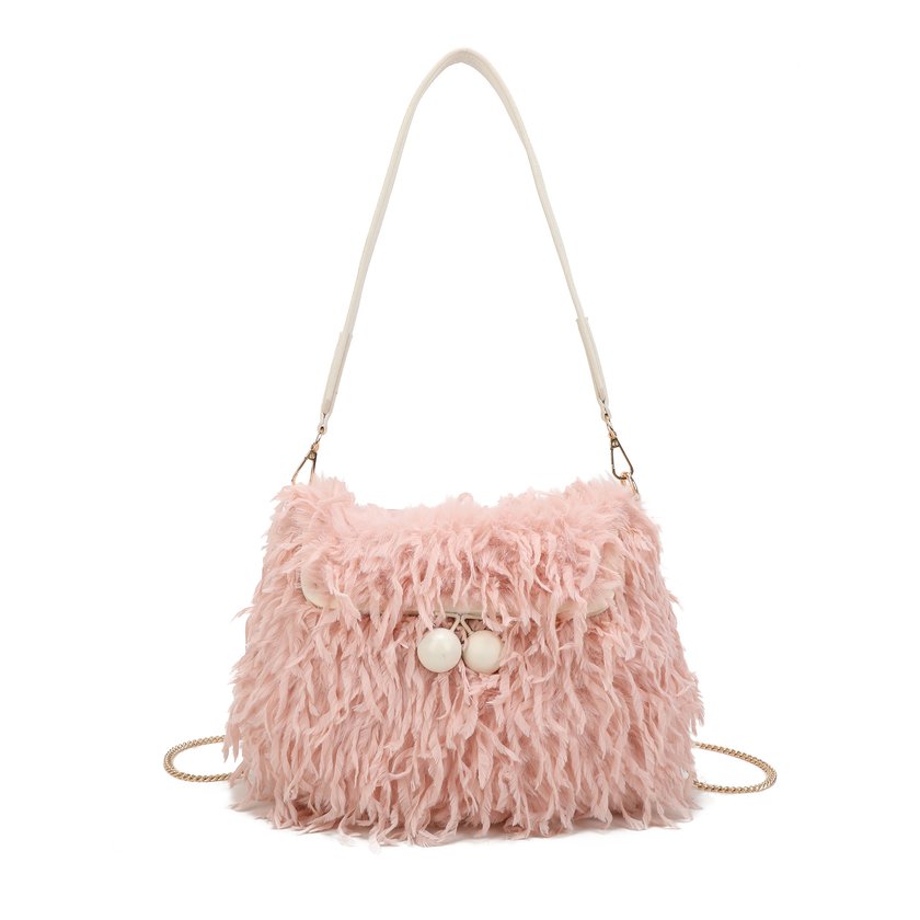 Sac à main avec poils et plumes