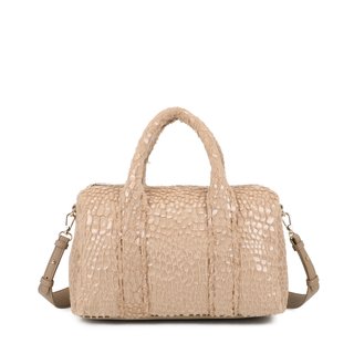 Sac bandoulière avec fourrure et vernis