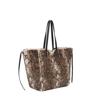 Shopper bag with fur and animal print