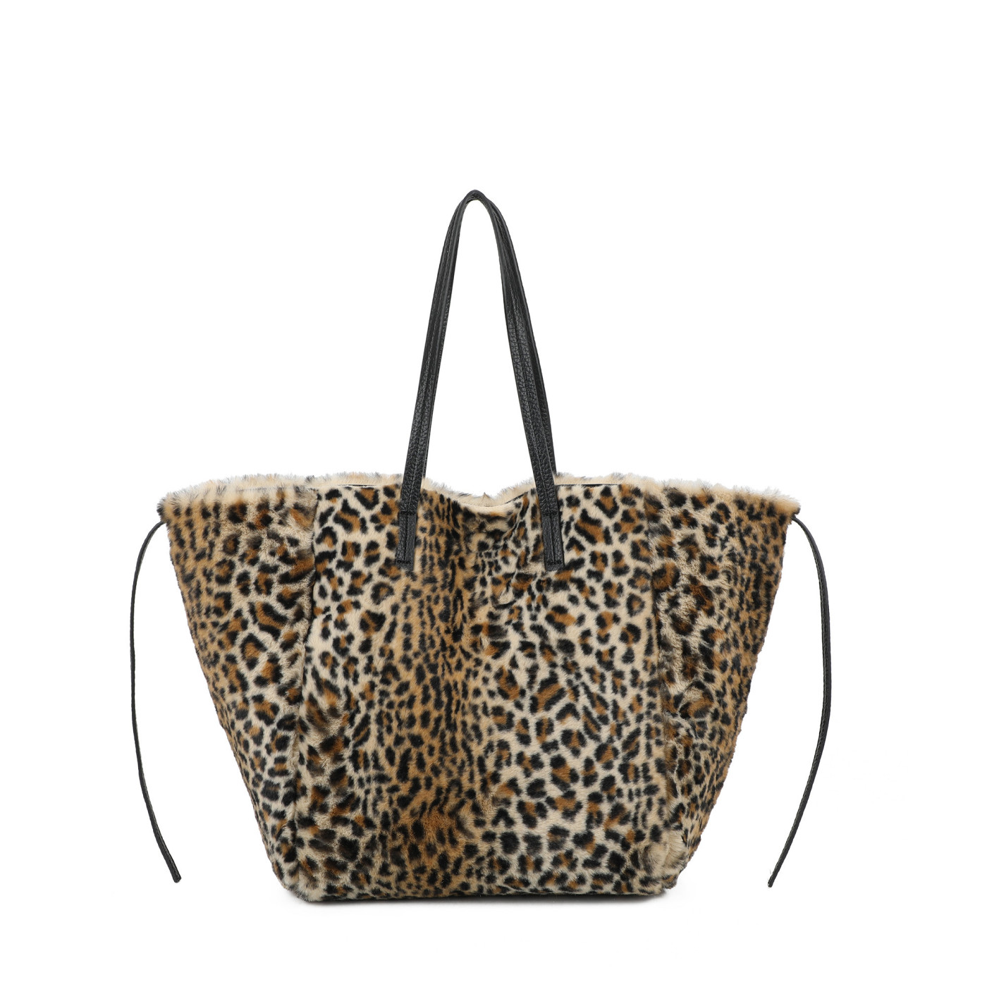 Borsa Shopper con pelo e stampa animalier
