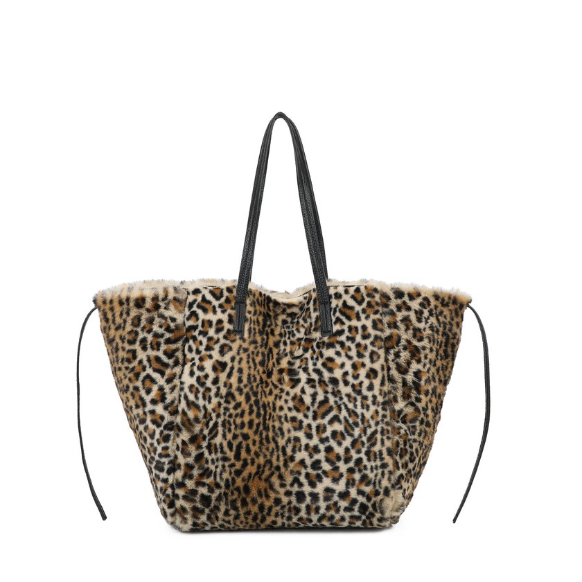 Bolso Shopper con pelo y estampado animal