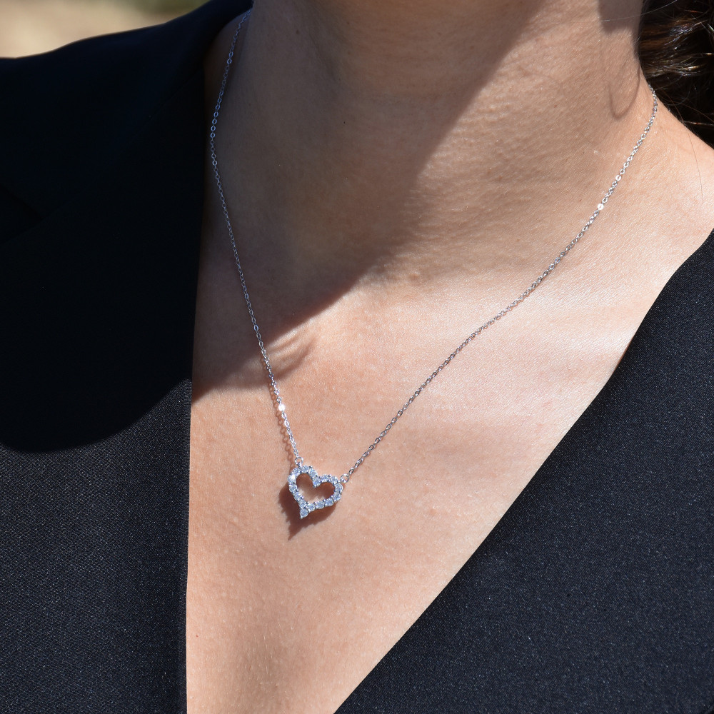 Collier S925 coeur brillants GB