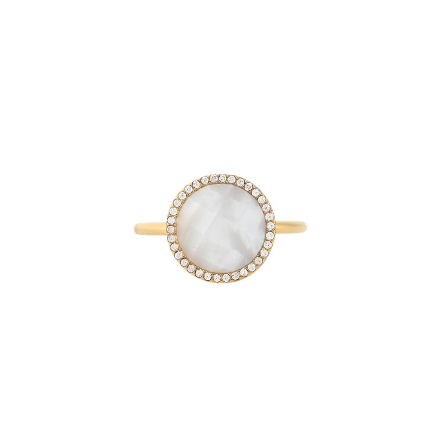 Anello acciaio rotondo pietra naturale GB