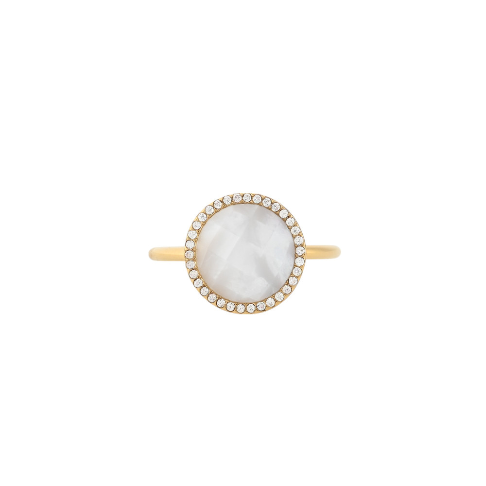 Anello acciaio rotondo pietra naturale GB