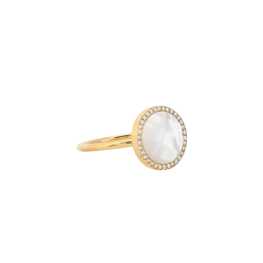 Bague acier pierre naturelle rond GB