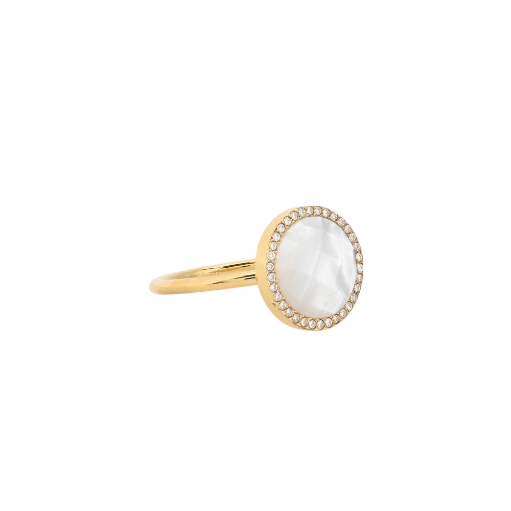 Anello acciaio rotondo pietra naturale GB