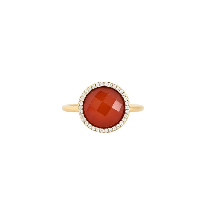 Steel ring natural stone round GB