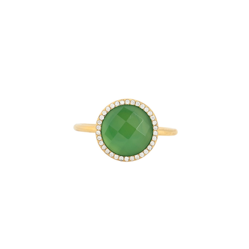 Bague acier pierre naturelle rond GB