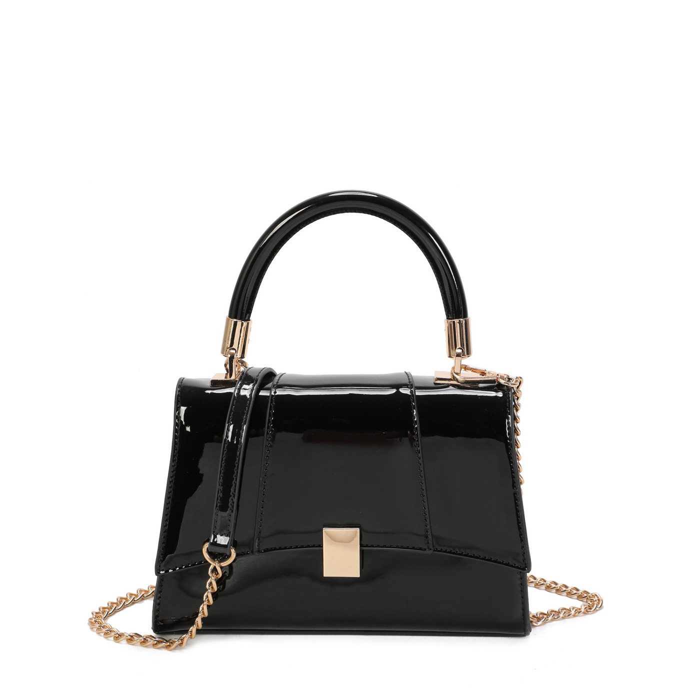Patent leather shoulder bag