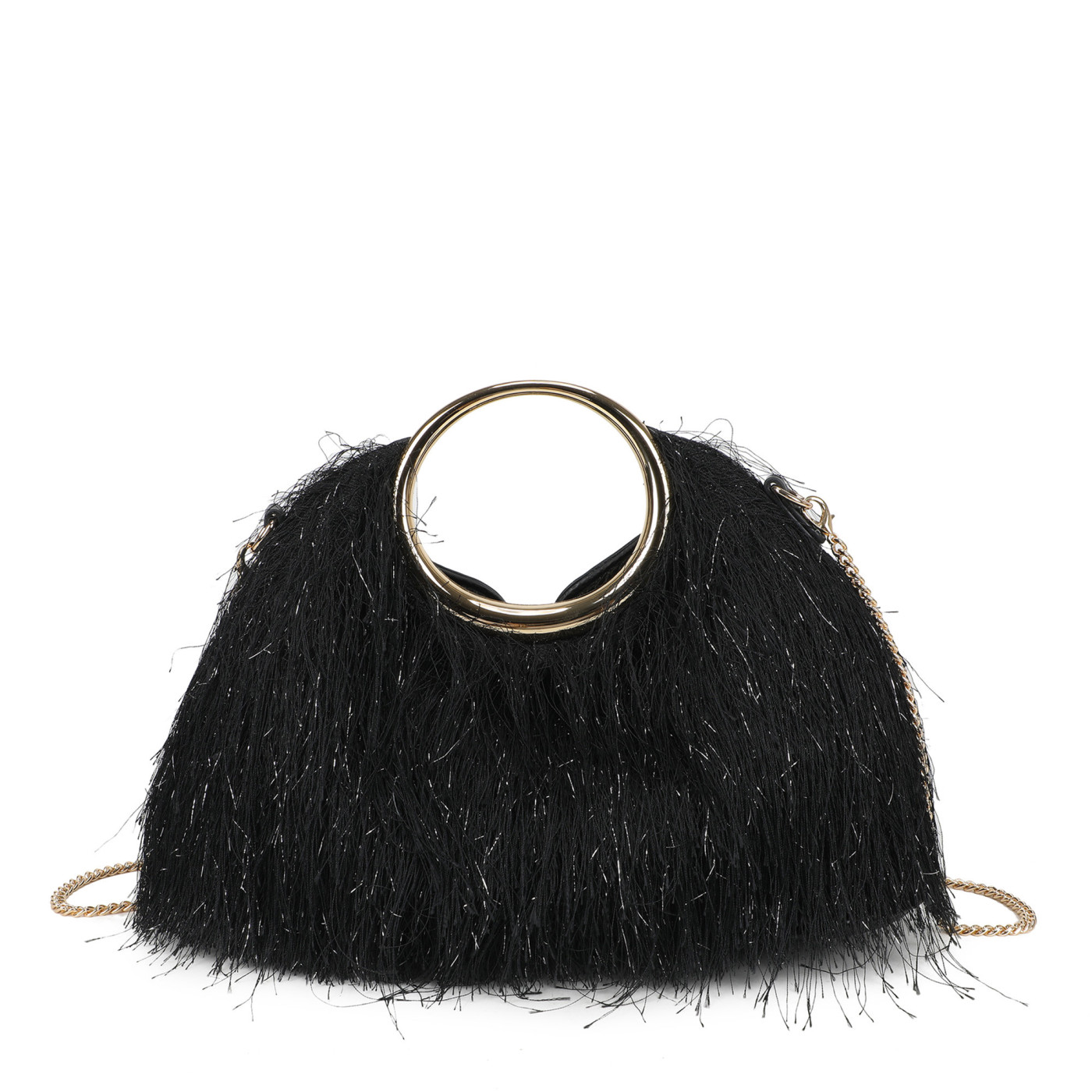 Shoulder bag with fur