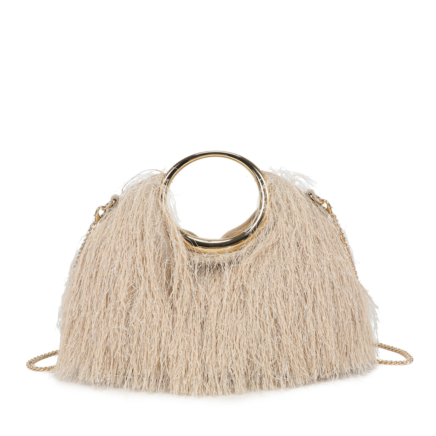 Shoulder bag with fur