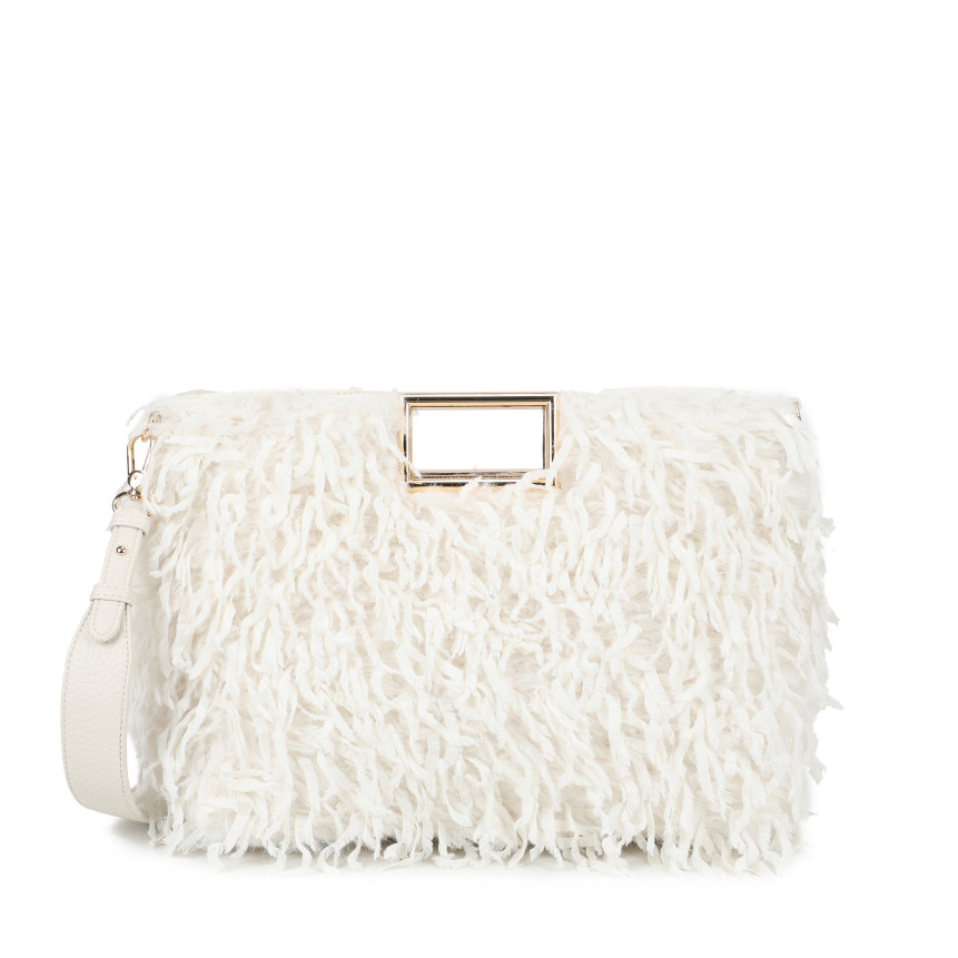 Mala Shopper com pelo e penas