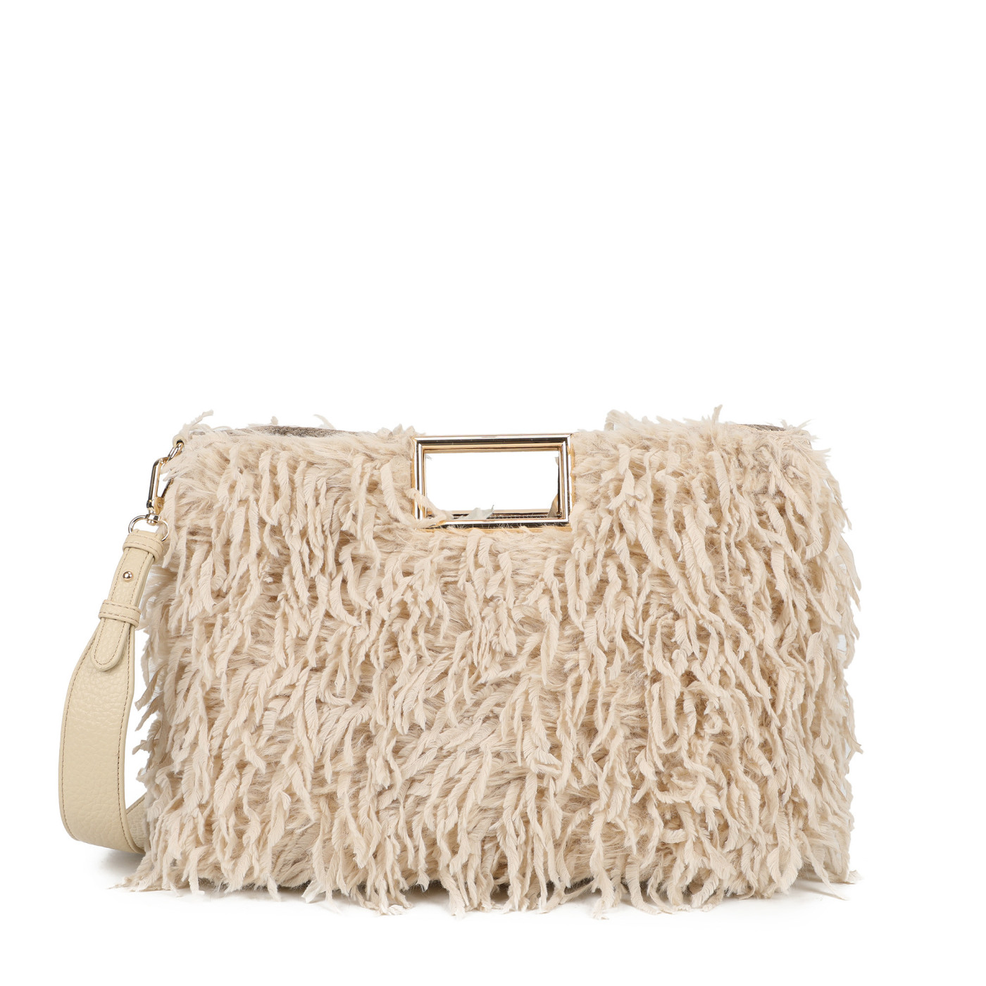 Mala Shopper com pelo e penas