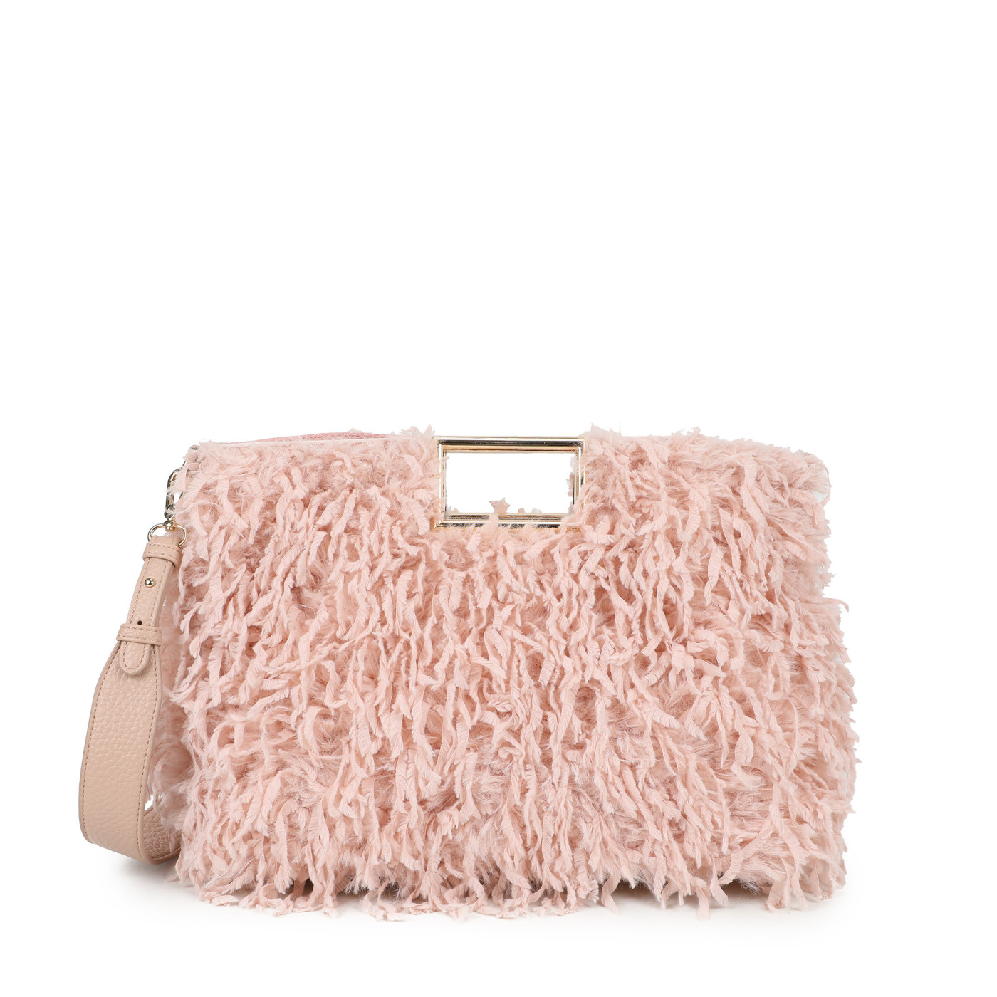 Mala Shopper com pelo e penas