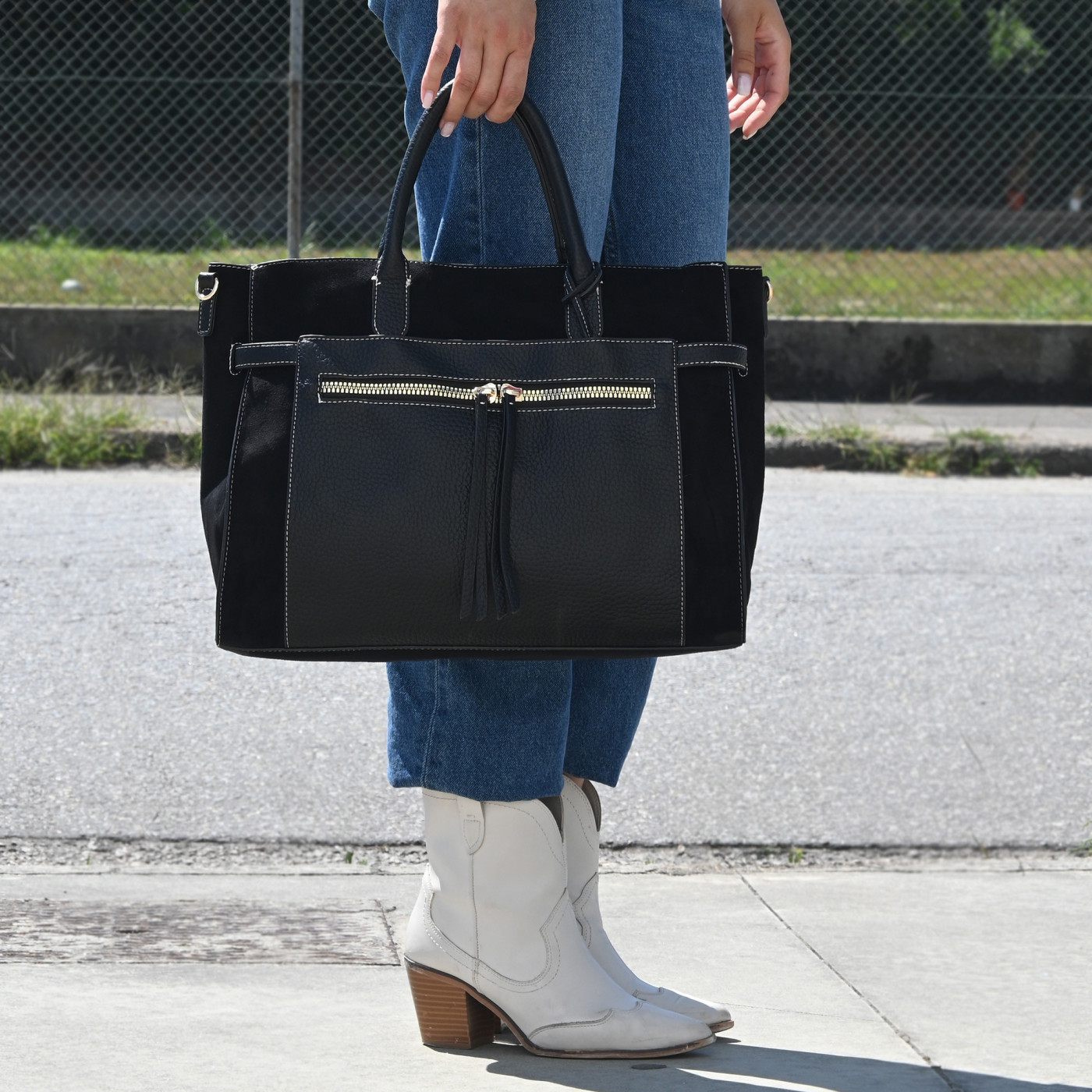 Mala Shopper em camurça