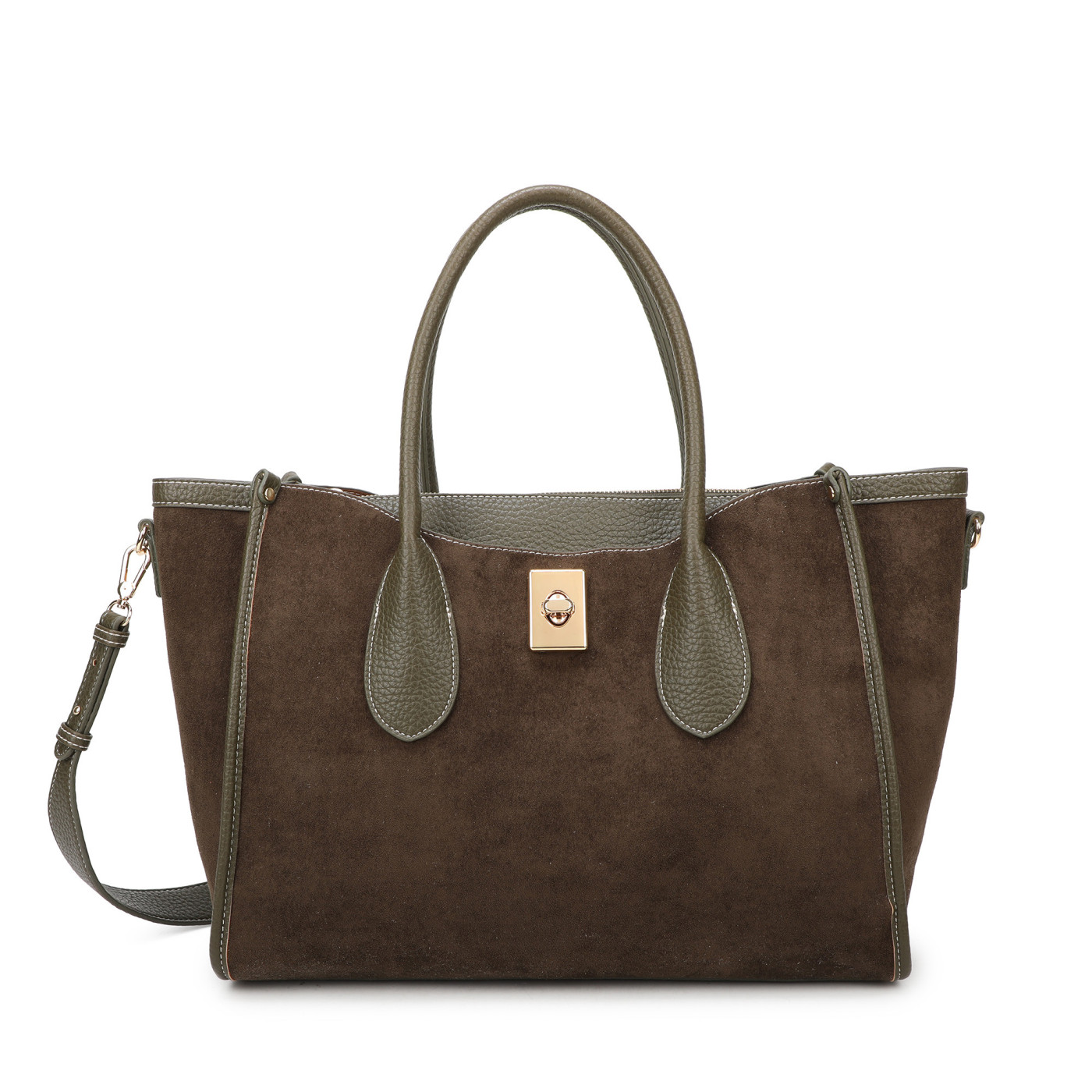 Borsa Shopper in tessuto camoscio