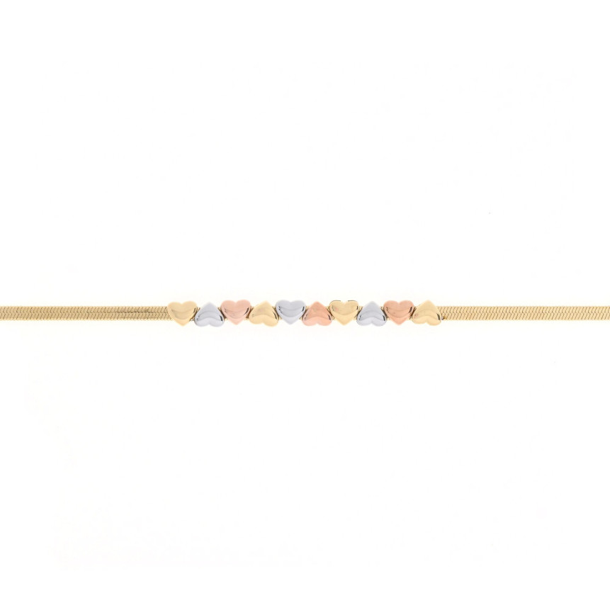 Bracciale Glamour con cuori in acciaio