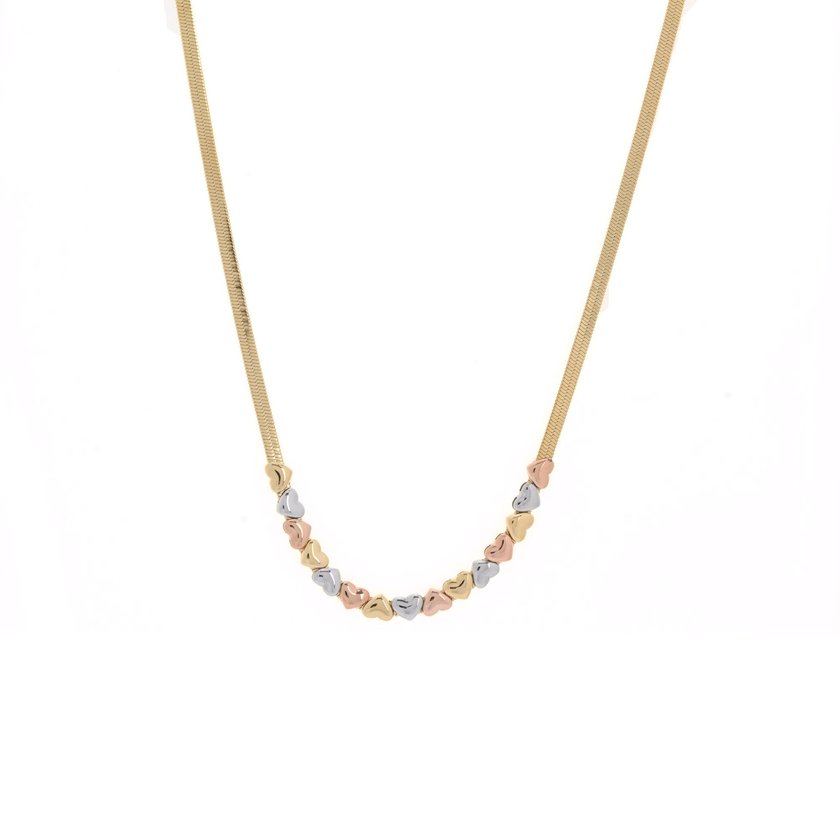 Glamour necklace with hearts in steel