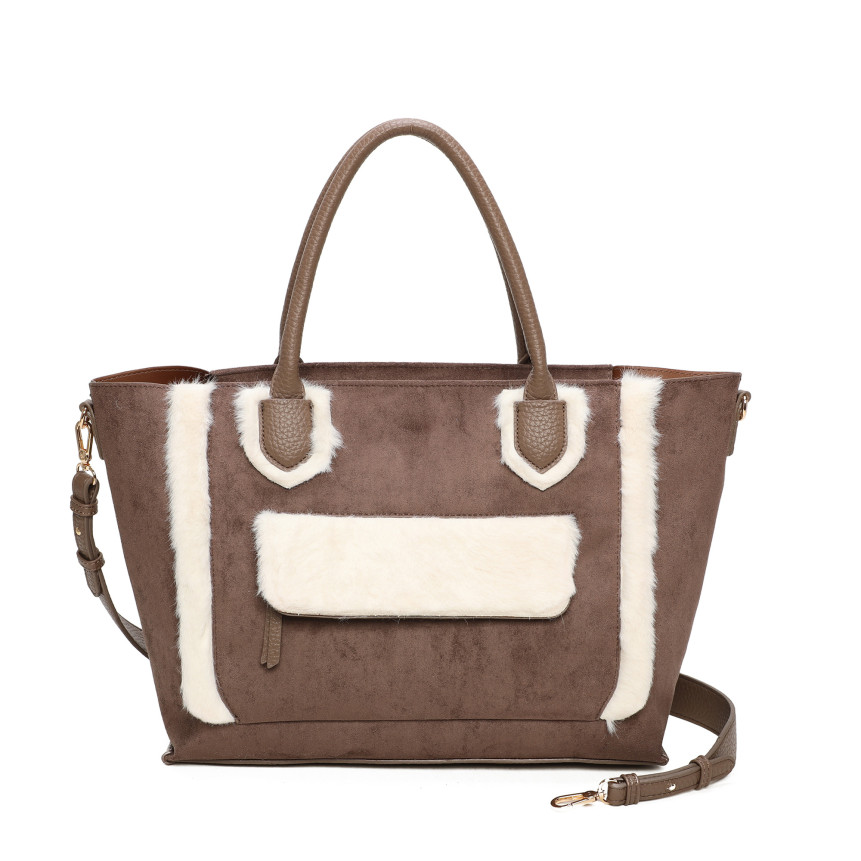Bolso Shopper en tela de ante