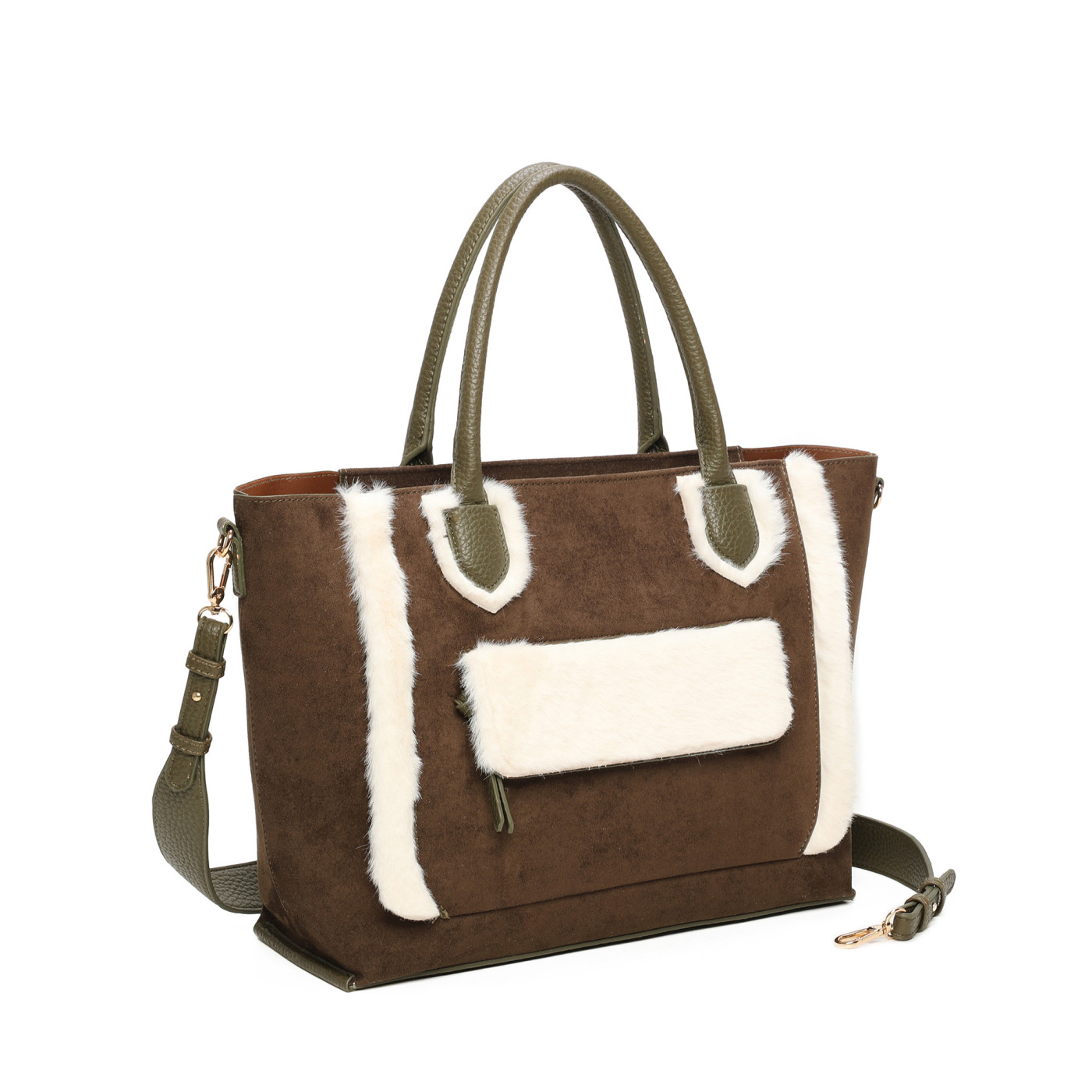 Bolso Shopper en tela de ante