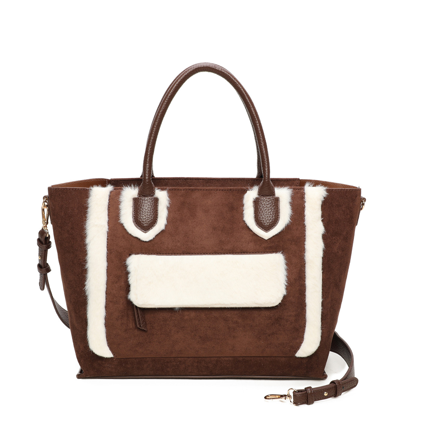 Borsa Shopper in tessuto camoscio