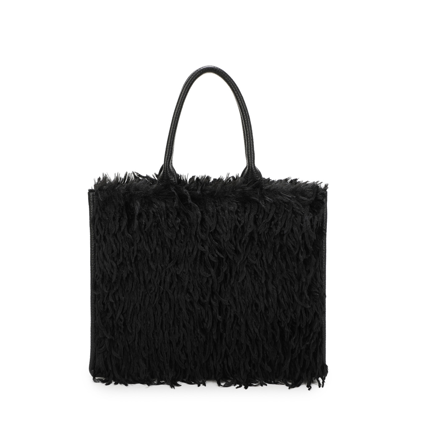 Shopper bag with fur and feathers