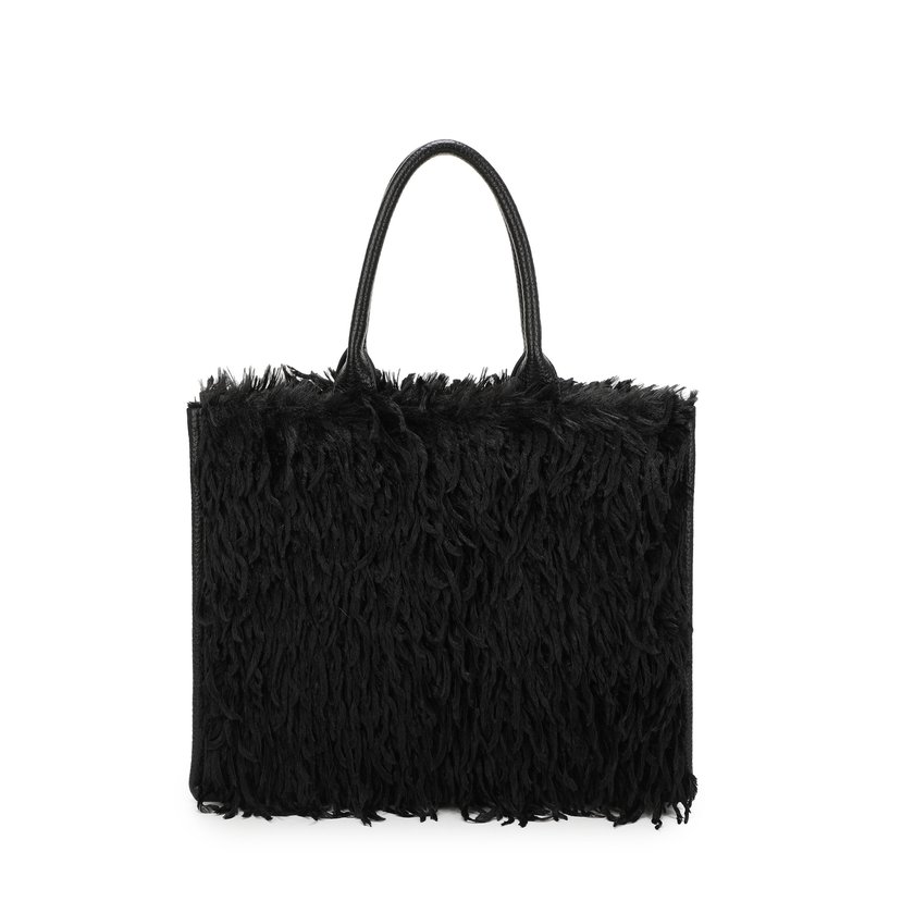 Sac Shopper avec poils et plumes