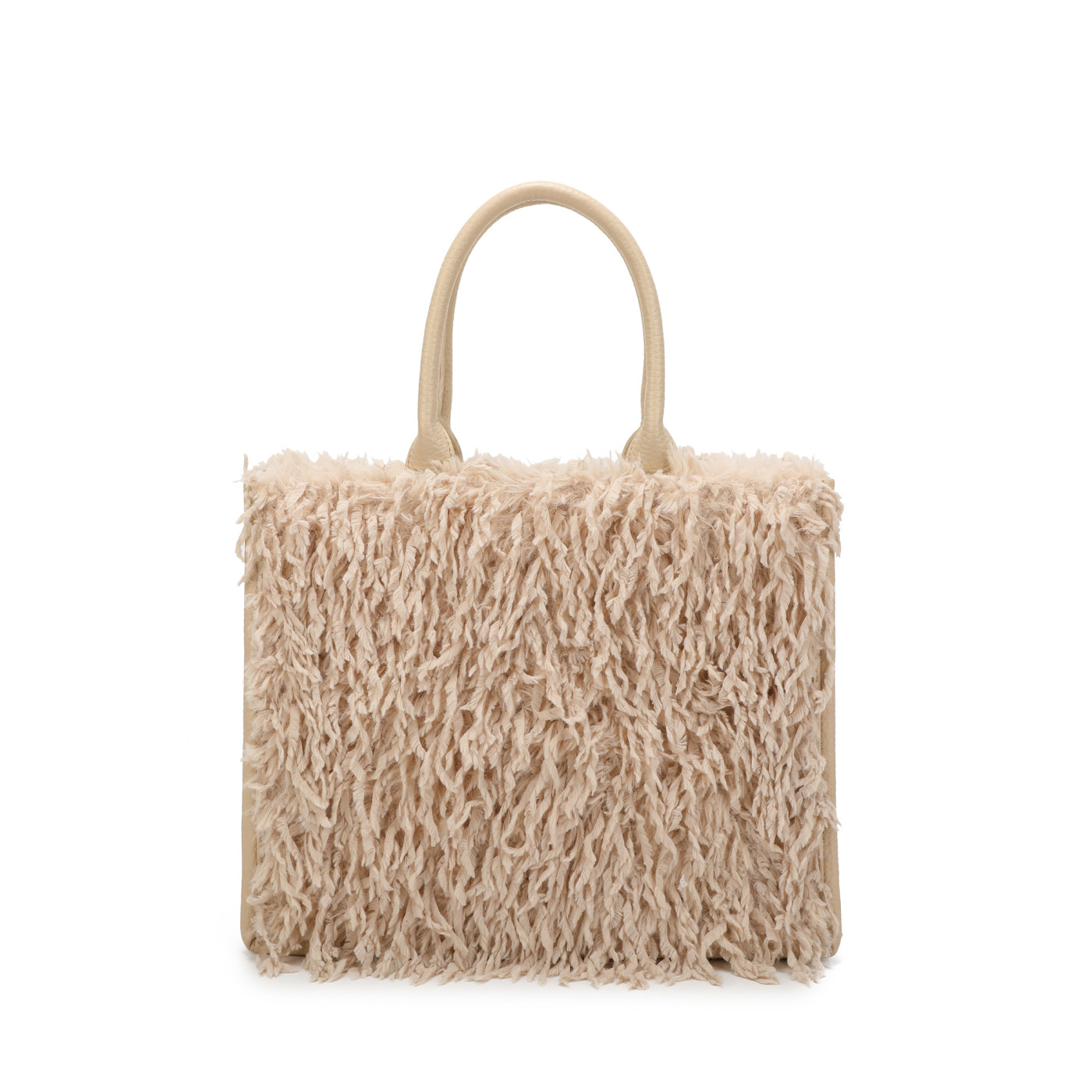 Shopper bag with fur and feathers