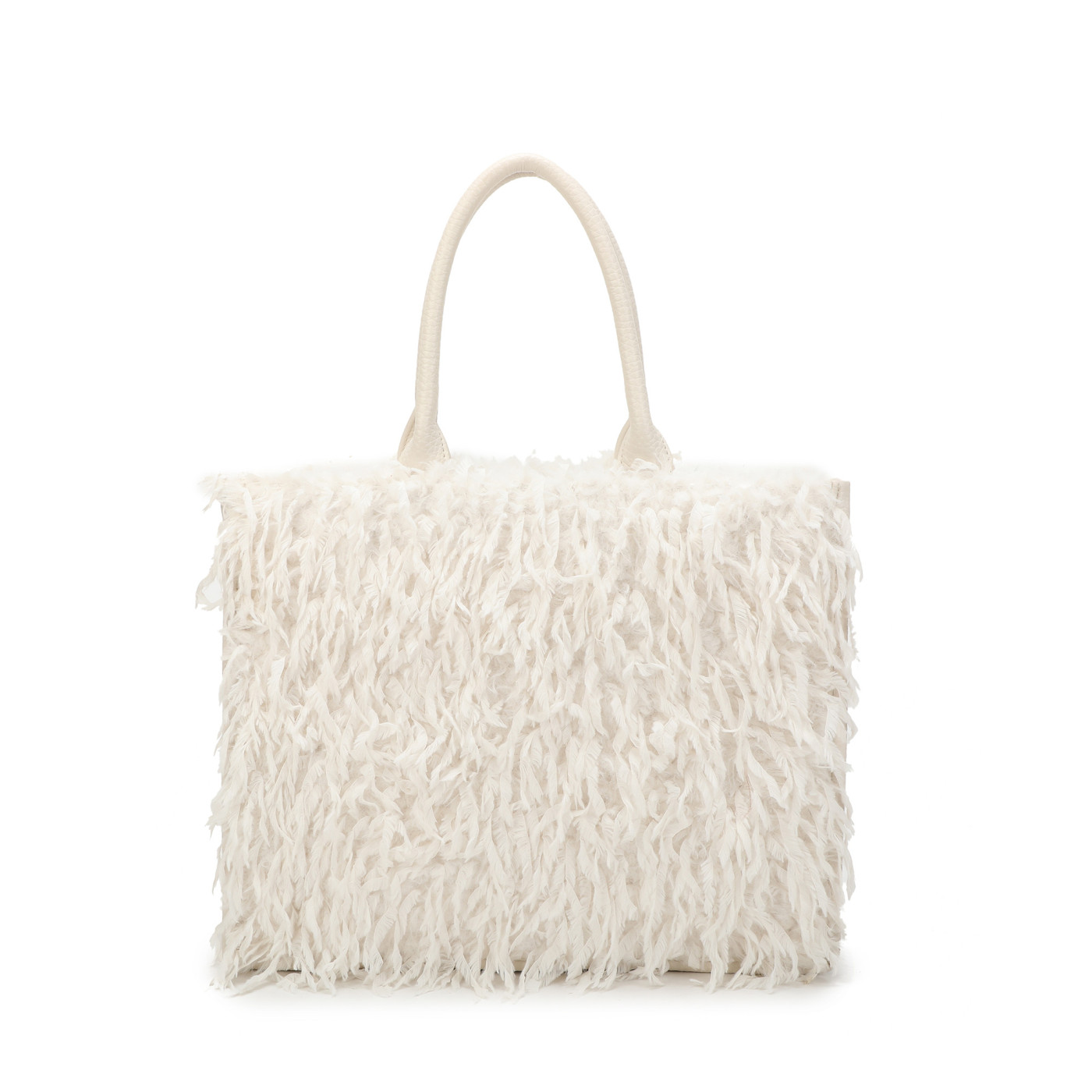 Sac Shopper avec poils et plumes