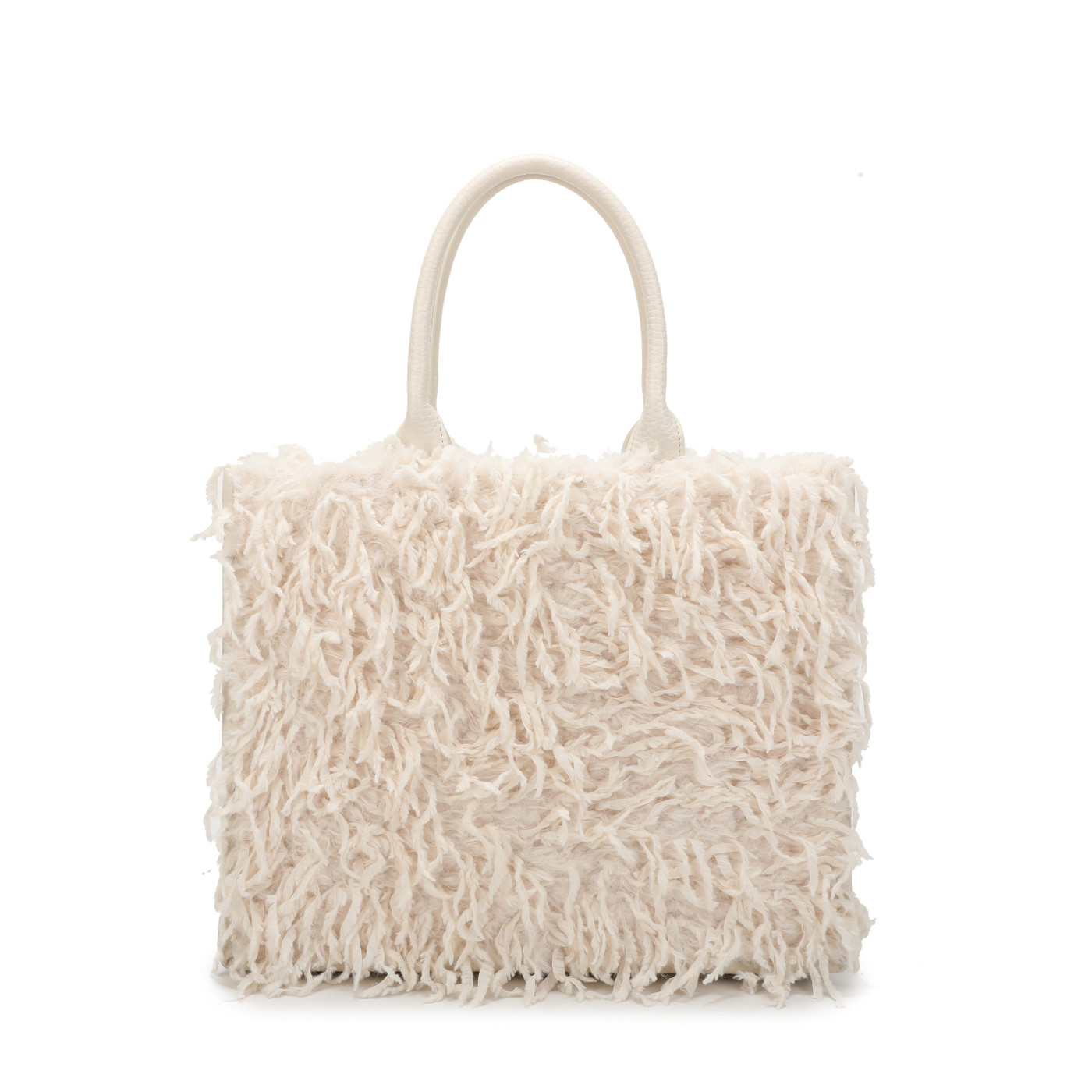 Shopper bag with fur and feathers
