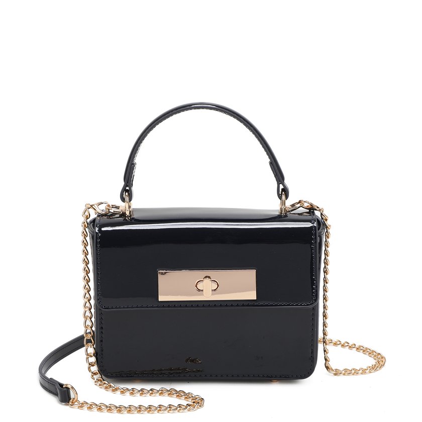 Patent leather shoulder bag