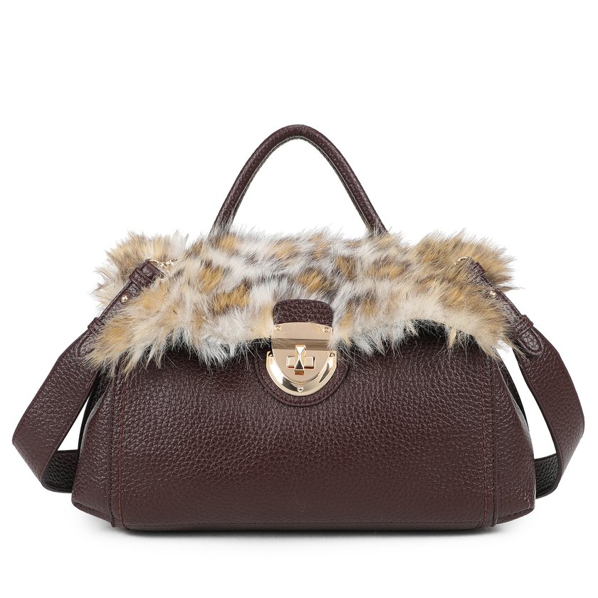 Bolso Shopper con pelo y estampado animal