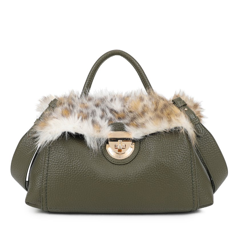 Bolso Shopper con pelo y estampado animal