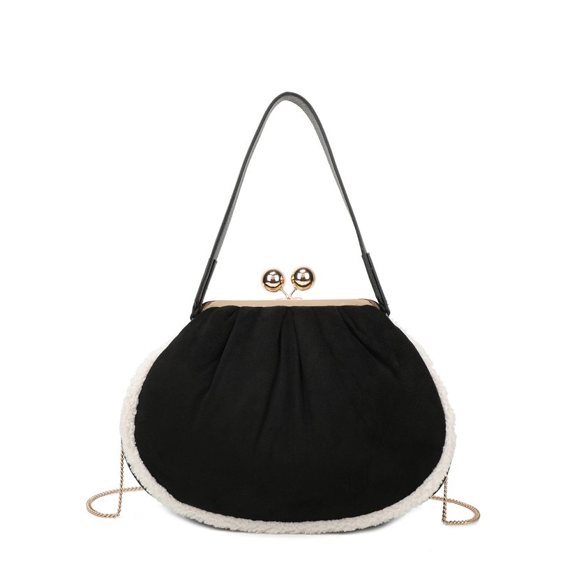 Suede fabric shoulder bag