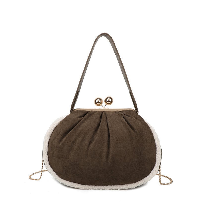 Bolso de hombro en tela de ante