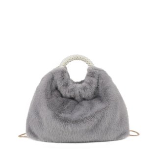 Sac à main avec fourrure et perles